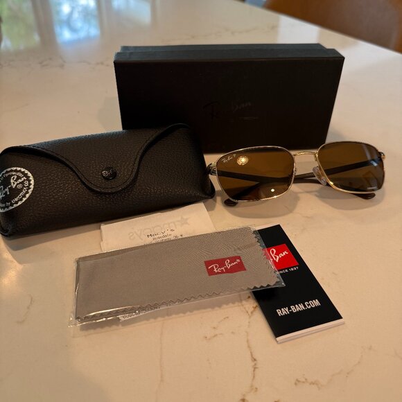 Ray-Ban RB3684-CH 001/AN 58 18 Chromance Polarized Sunglasses Gold - Picture 1 of 10